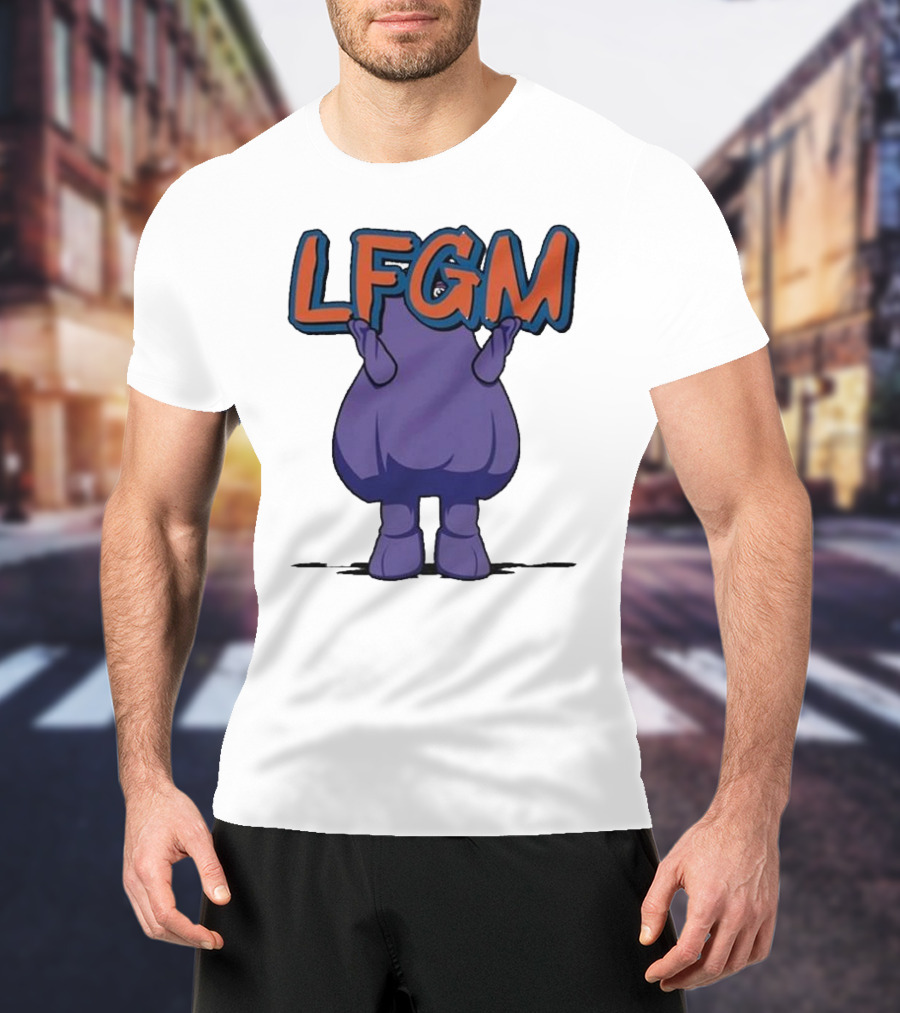 Grimace LFGM New York Mets Character Holding Letters T-Shirt
