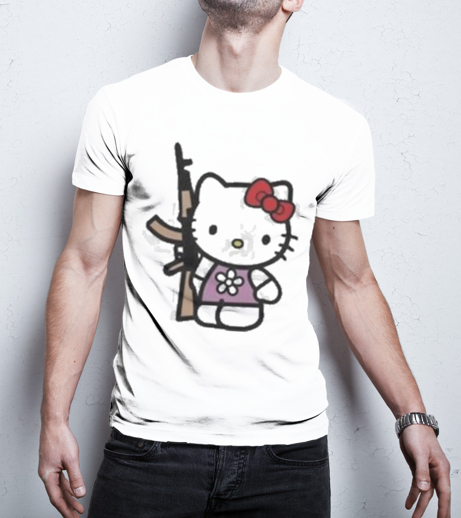 Hello Kitty Holding AK-47 Rifle T-Shirt