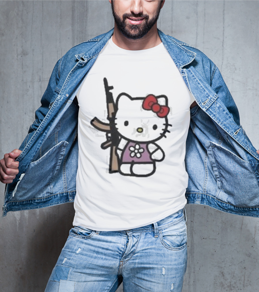 Hello Kitty Holding AK-47 Rifle T-Shirt