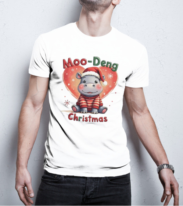 Moo-Deng Hippo Santa Christmas T-Shirt