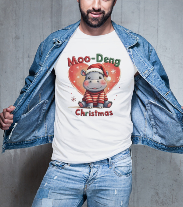 Moo-Deng Hippo Santa Christmas T-Shirt