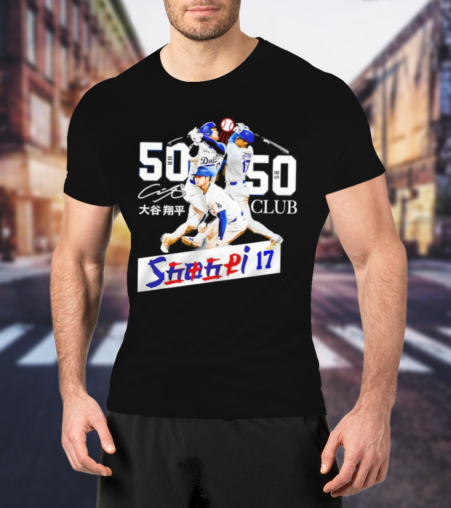 Shohei Ohtani 50 HR 50 SB Club Signature Dodgers 17 T-Shirt