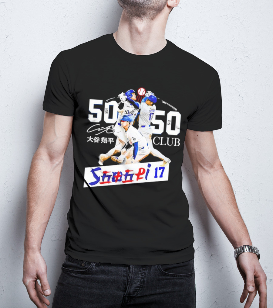 Shohei Ohtani 50 HR 50 SB Club Signature Dodgers 17 T-Shirt