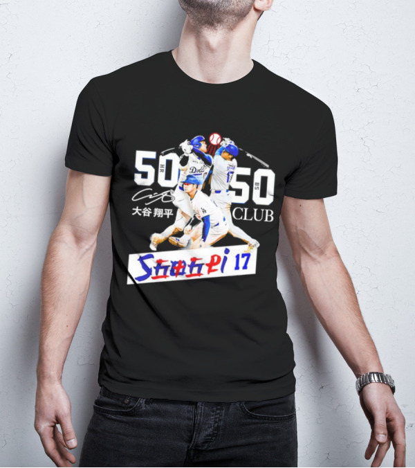 Shohei Ohtani 50 HR 50 SB Club Signature Dodgers 17 T-Shirt