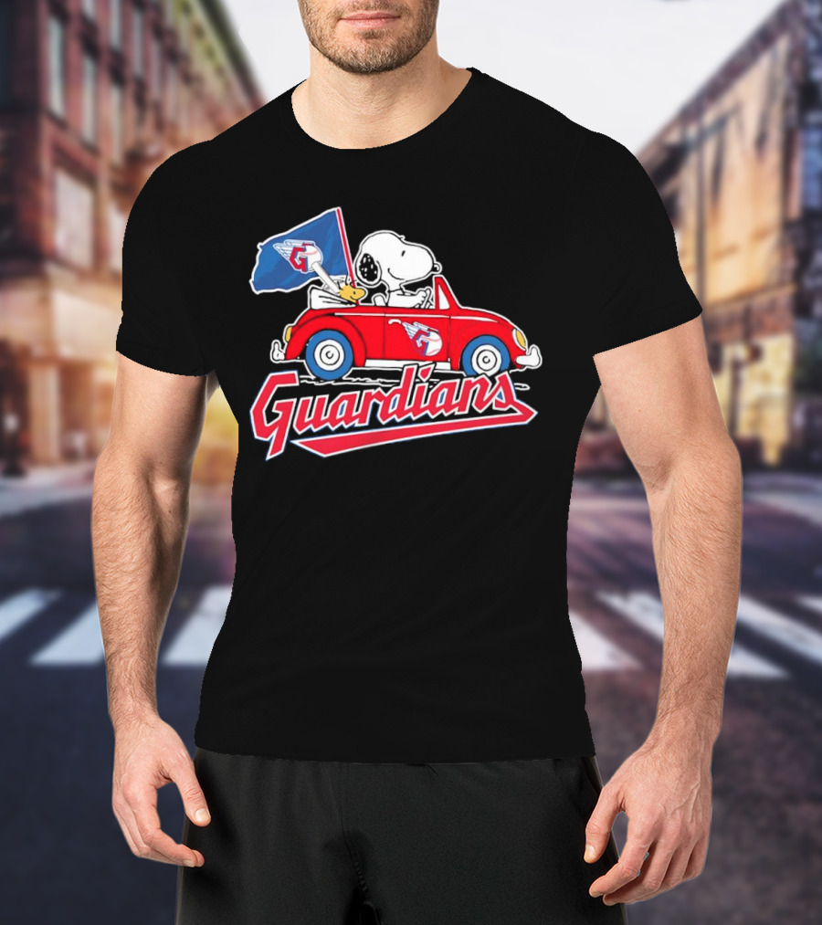 Snoopy And Woodstock Driving Guardians Car Cleveland Guardians T-Shirt