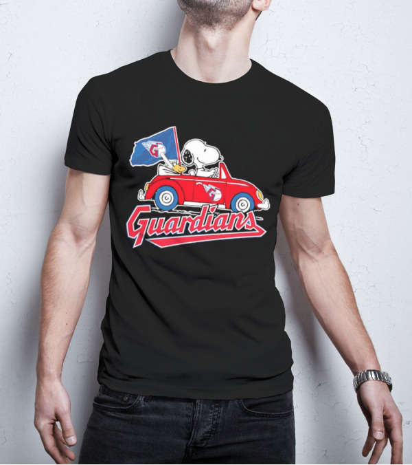 Snoopy And Woodstock Driving Guardians Car Cleveland Guardians T-Shirt