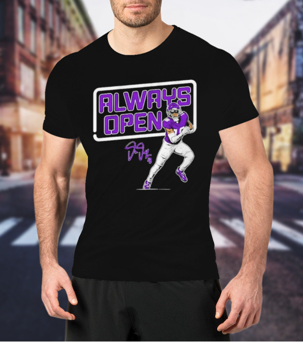 Always Open Justin Jefferson Minnesota Vikings 18 Signature T-Shirt