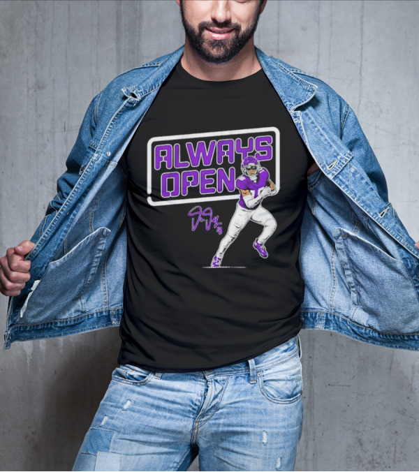 Always Open Justin Jefferson Minnesota Vikings 18 Signature T-Shirt