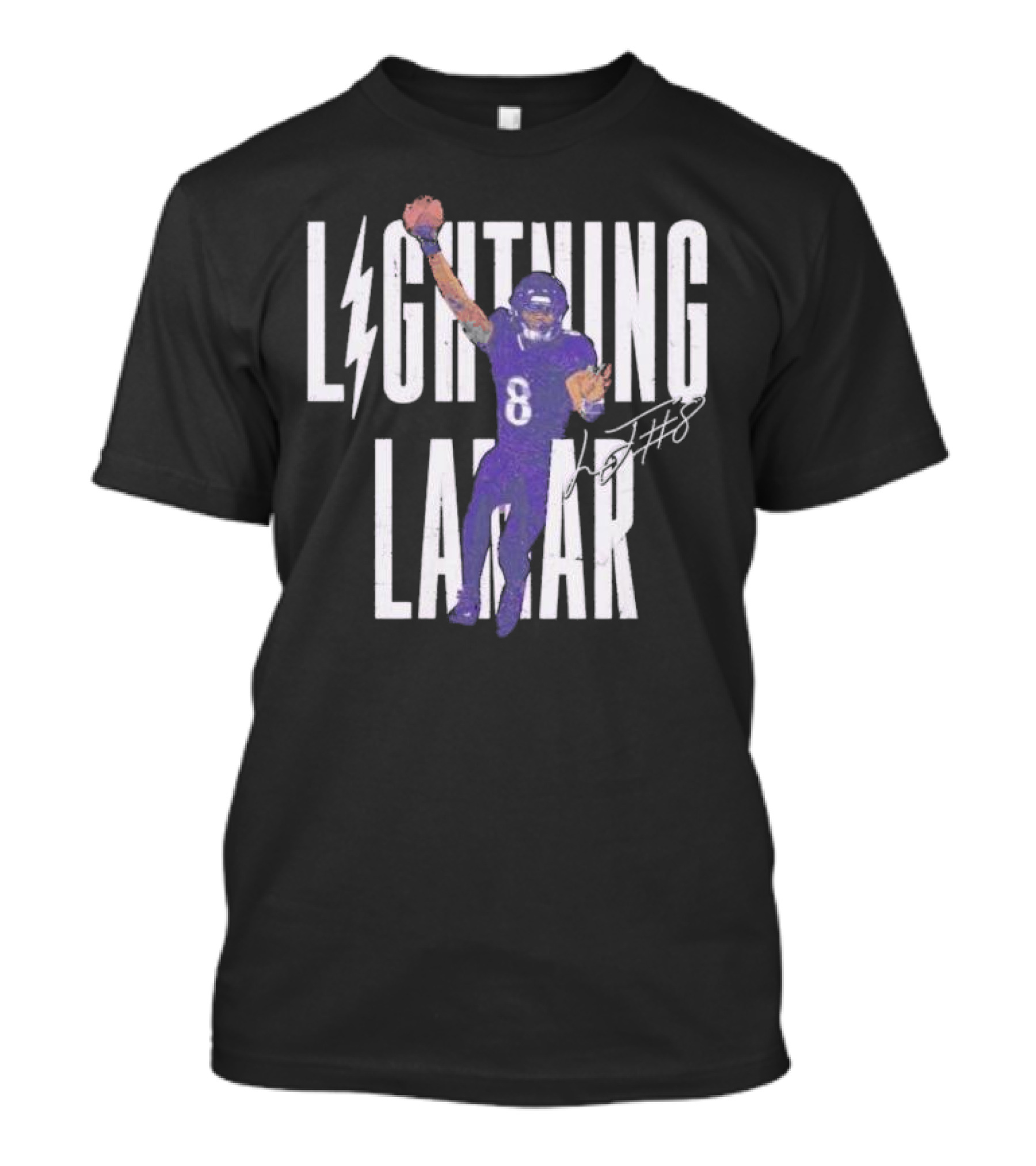 Lamar Jackson Lightning Baltimore Ravens Touchdown Signature T-Shirt