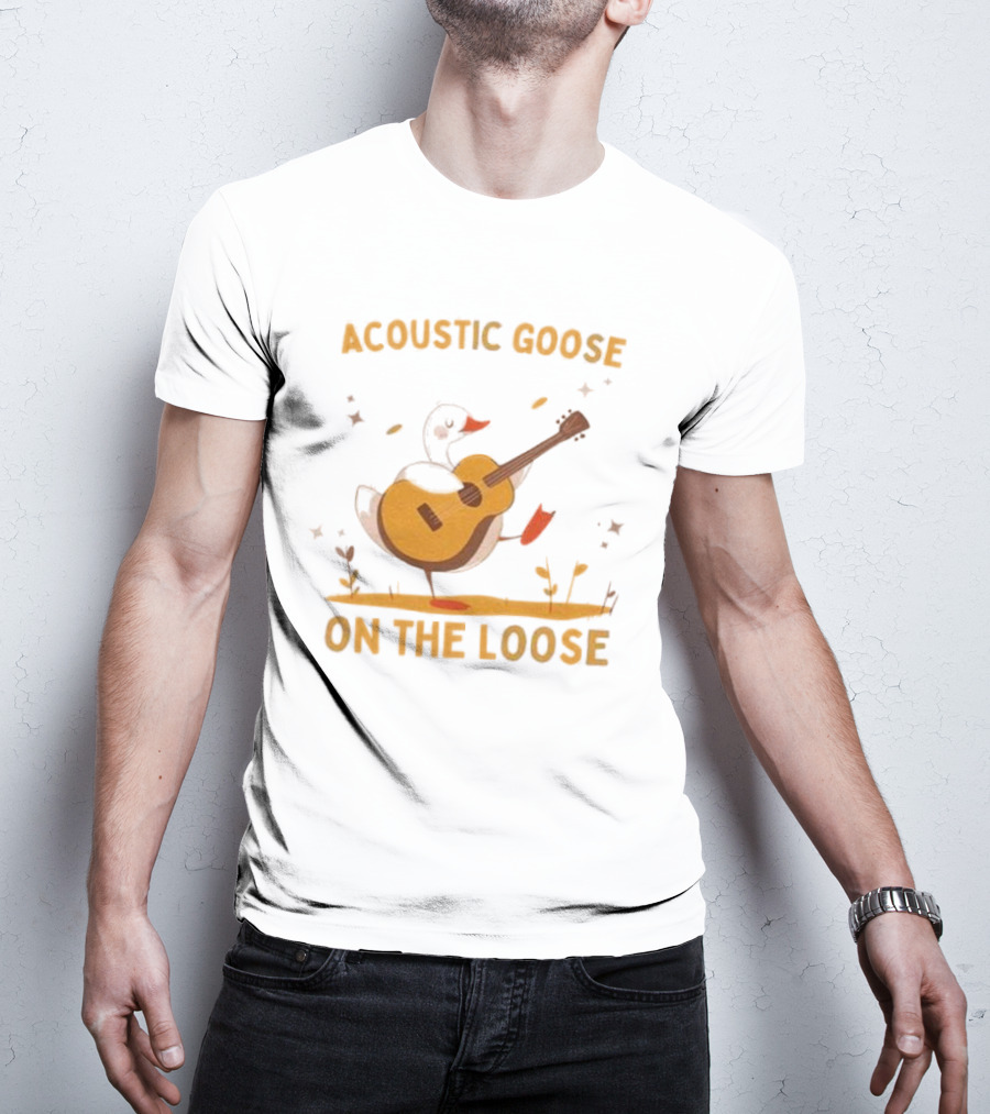 Acoustic Goose On The Loose Silly Meme Goose Playing Guitar T-Shirt