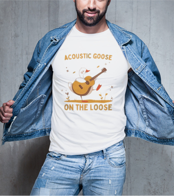 Acoustic Goose On The Loose Silly Meme Goose Playing Guitar T-Shirt