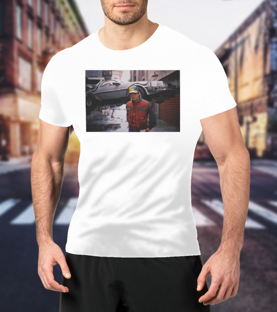 Back To The Future Marty McFly Michael J. Fox DeLorean Iconic Scene T-Shirt