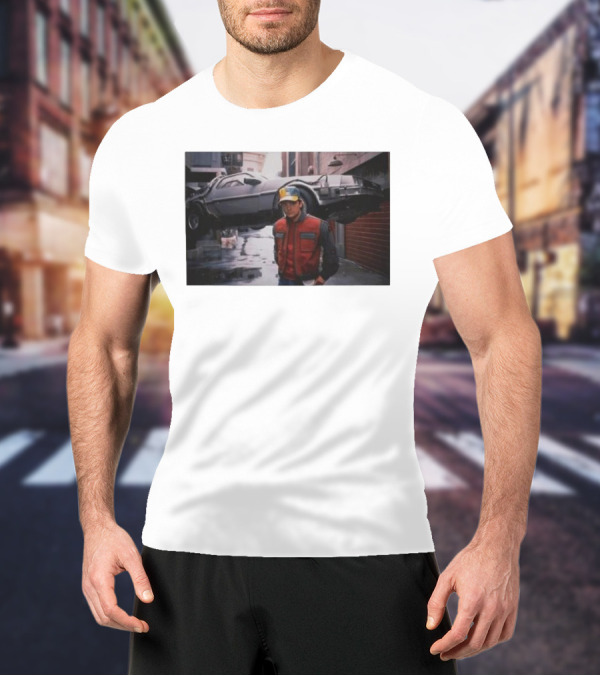 Back To The Future Marty McFly Michael J. Fox DeLorean Iconic Scene T-Shirt