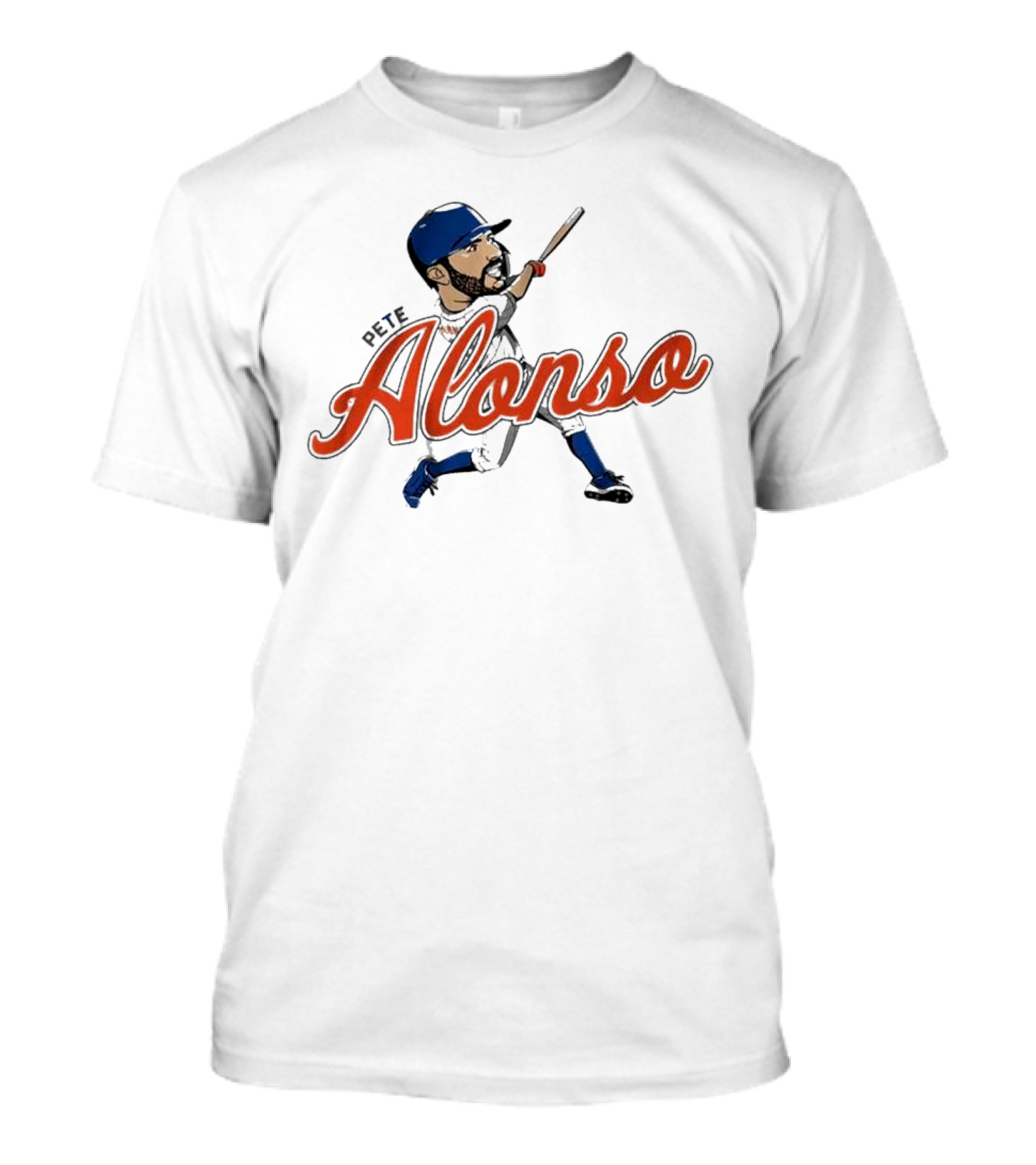 Pete Alonso New York Mets Caricature Baseball Swing T-Shirt
