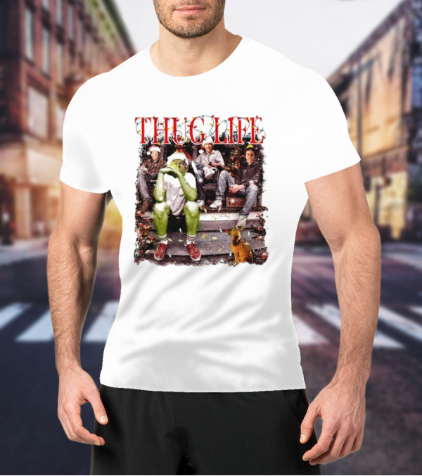 Thug Life Grinch Friends Christmas Dog Scene T-Shirt