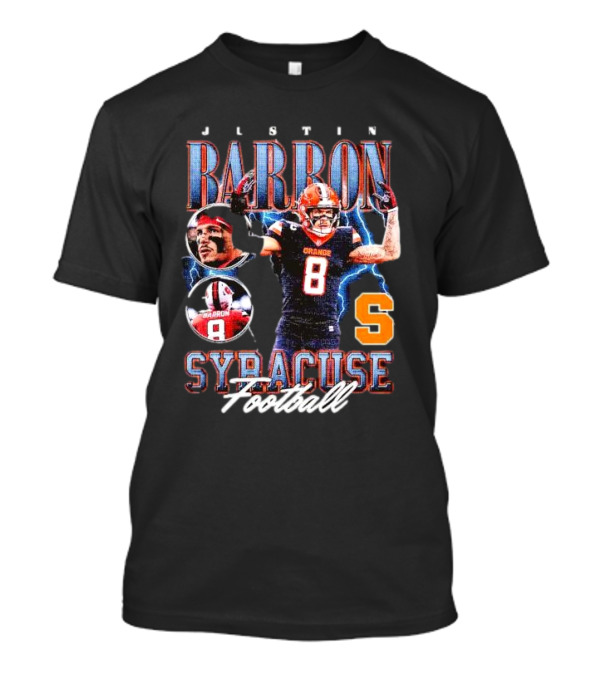J L S T I N Barron Syracuse Orange Football Number 8 Vintage T-Shirt