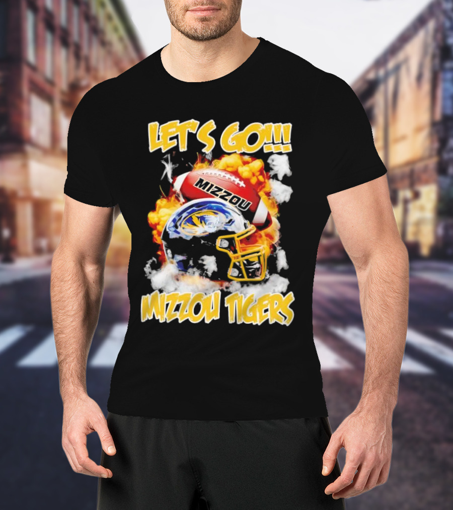 LET'S GO MIZZOU TIGERS FOOTBALL HELMET FIREBALL T-Shirt