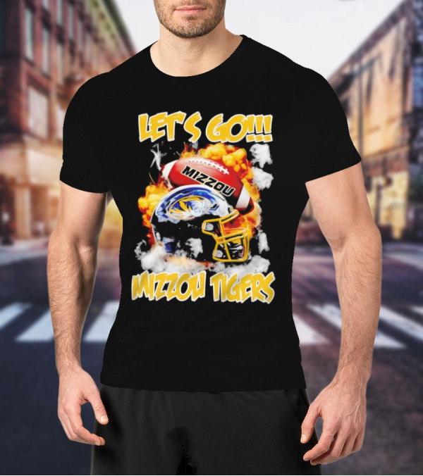 LET'S GO MIZZOU TIGERS FOOTBALL HELMET FIREBALL T-Shirt