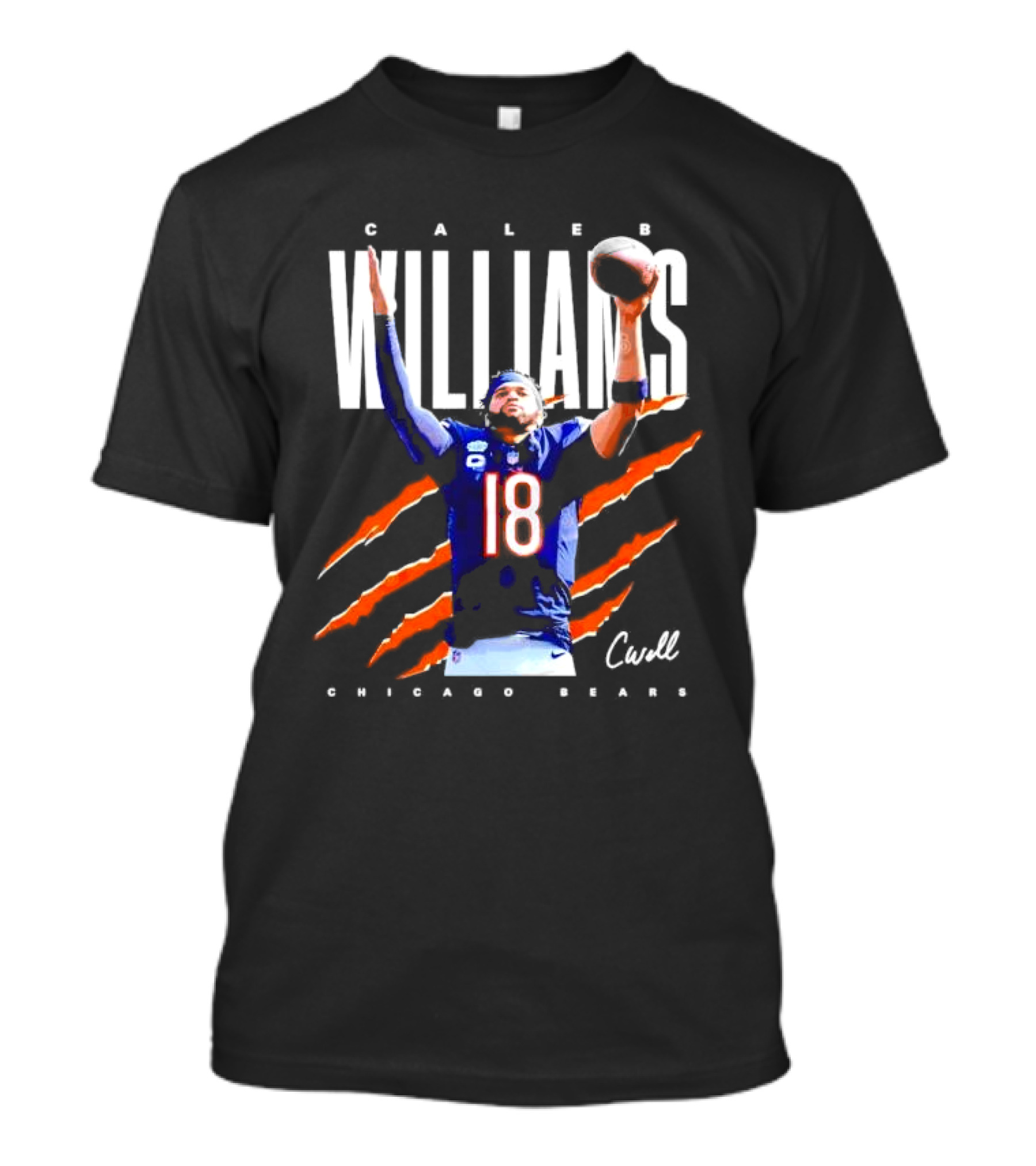 Caleb Williams Chicago Bears Number 18 Football CWell Signature T-Shirt