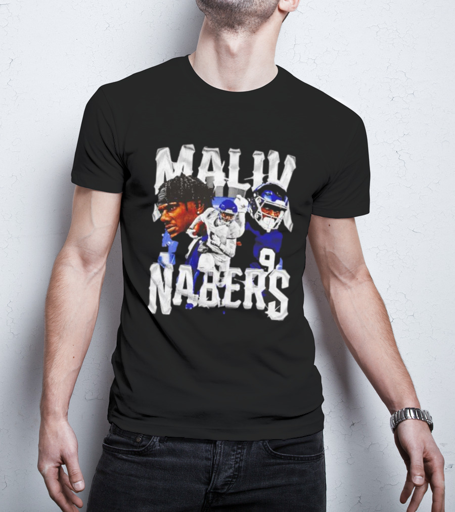 Malik Nabers New York Giants Football Player Collage T-Shirt