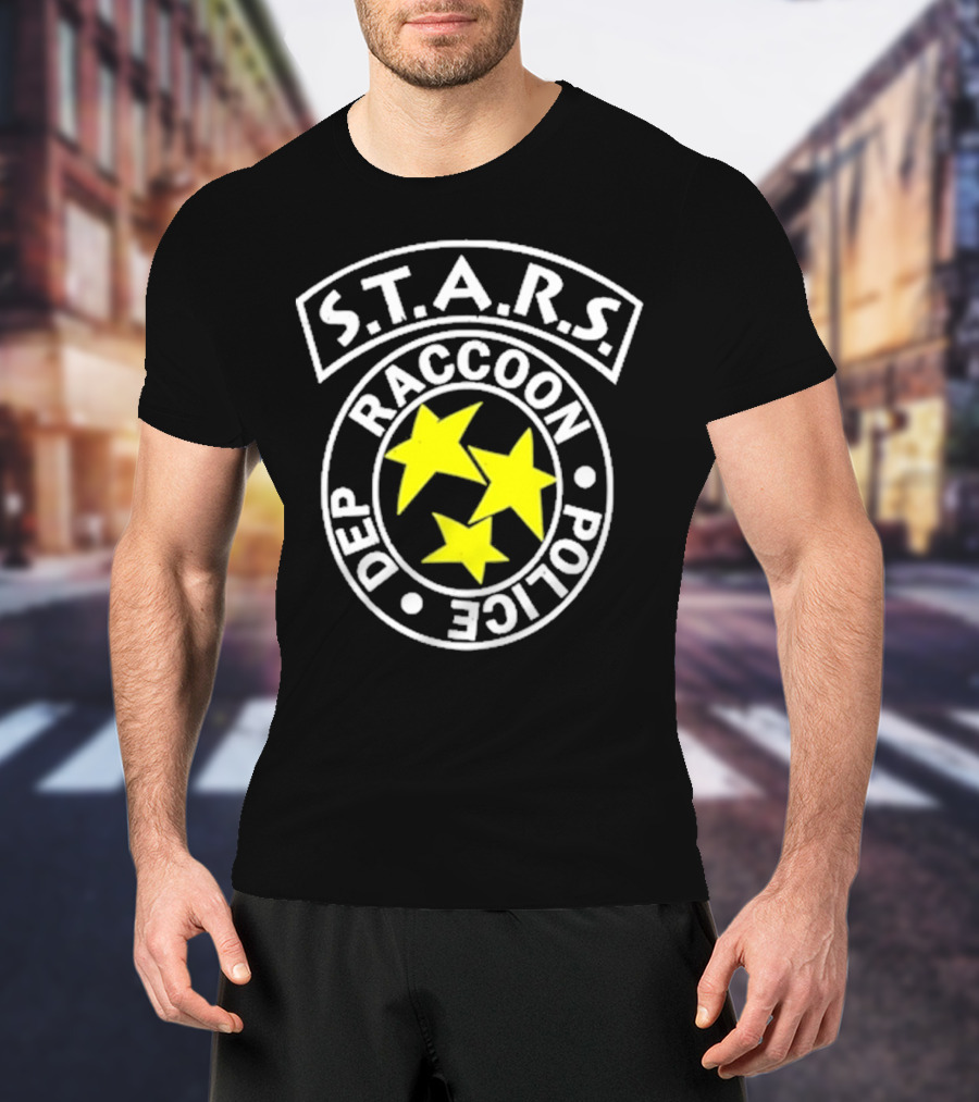 S.T.A.R.S. Raccoon Police Department Logo With Yellow Stars T-Shirt