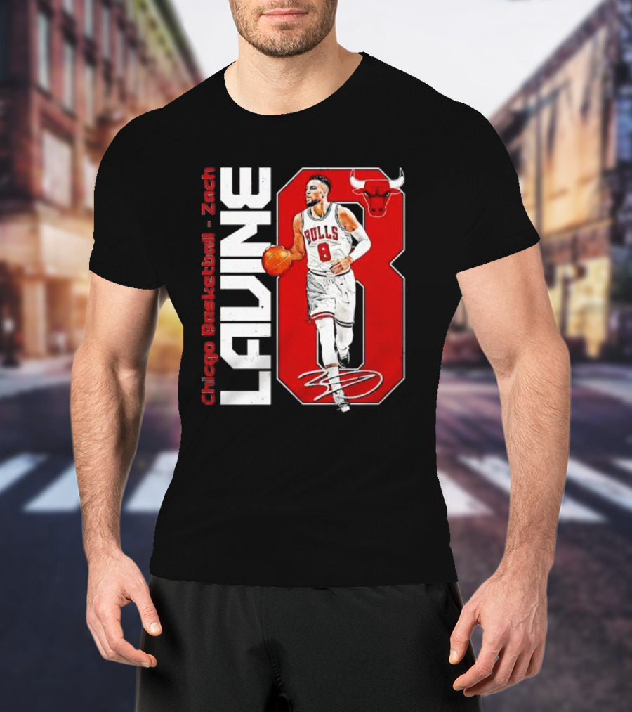 Zach Lavine Chicago Basketball Bulls Number 8 Signature T-Shirt