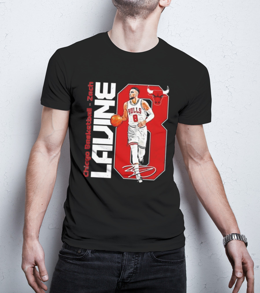 Zach Lavine Chicago Basketball Bulls Number 8 Signature T-Shirt