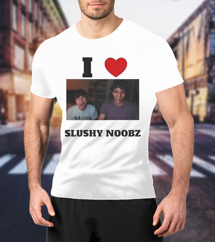 I Love Slushy Noobz Funny Duo Smiling Photo T-Shirt