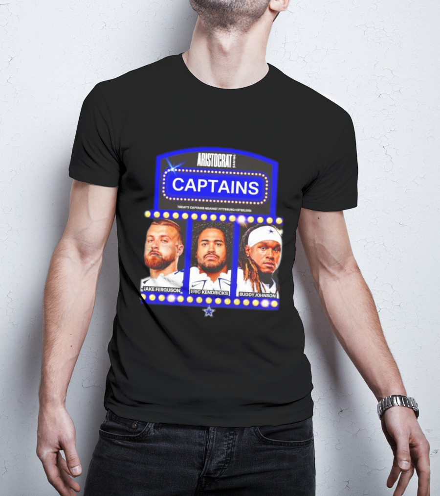 ARISTOCRAT CAPTAINS Dallas Cowboys Jake Ferguson Eric Kendricks Buddy Johnson Against Pittsburgh Steelers T-Shirt