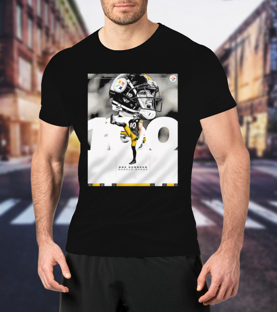 TJ Watt Pittsburgh Steelers 100 Career Sacks Signature T-Shirt