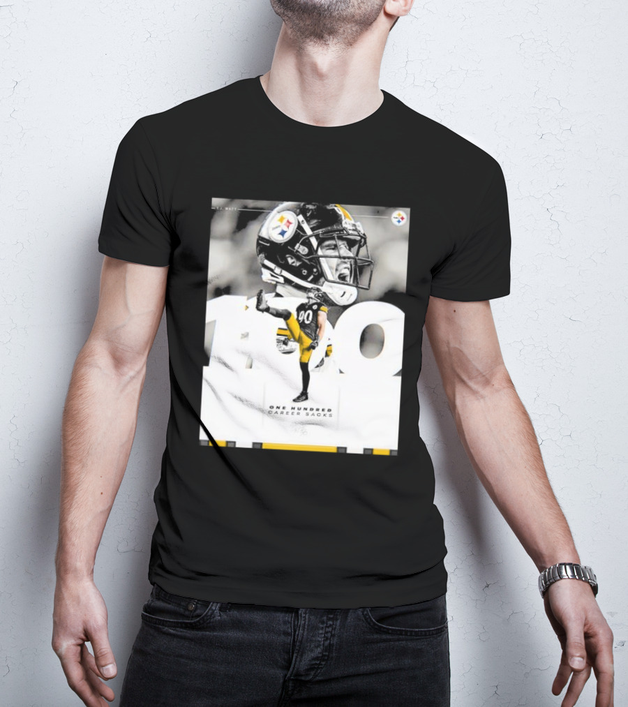 TJ Watt Pittsburgh Steelers 100 Career Sacks Signature T-Shirt