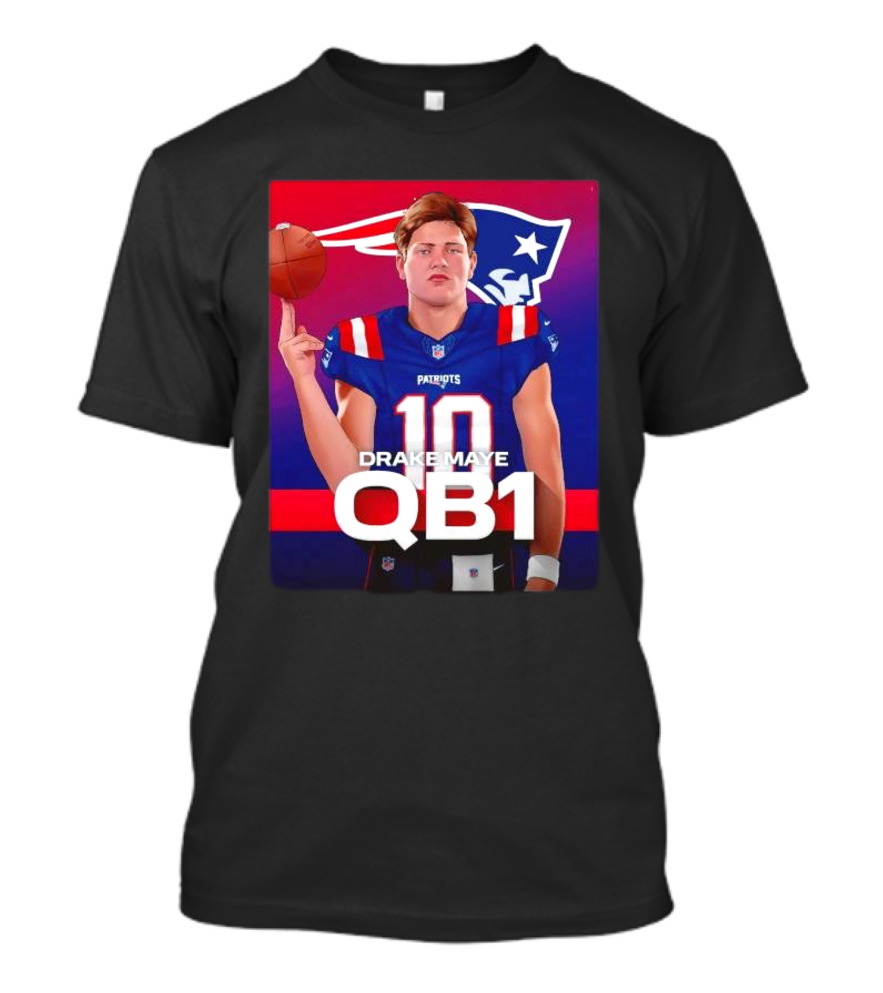 Drake Maye QB1 Era New England Patriots 10 Patriots T-Shirt
