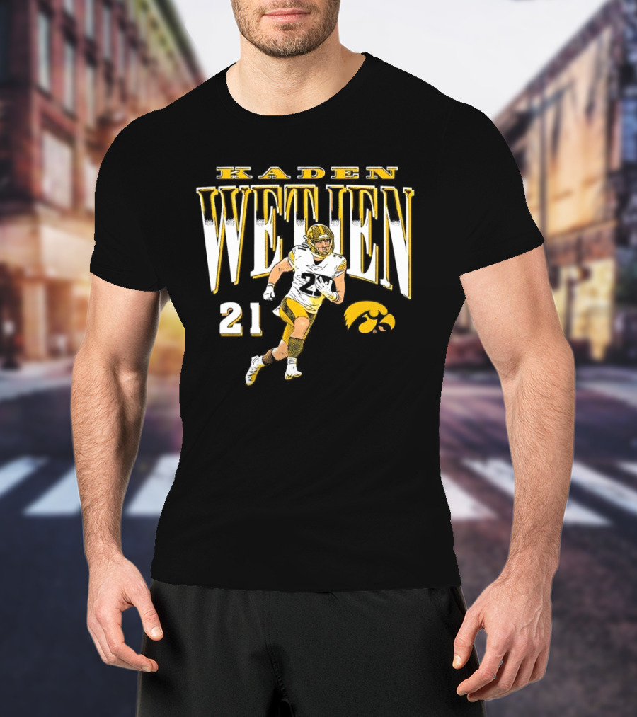Kaden Wetjen Iowa Hawkeyes 21 Player Cartoon T-Shirt
