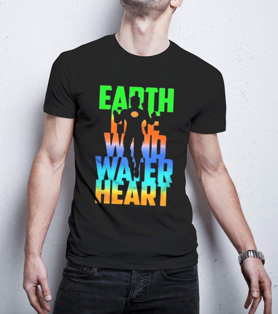 Earth Fire Wind Water Heart Captain Planet T-Shirt