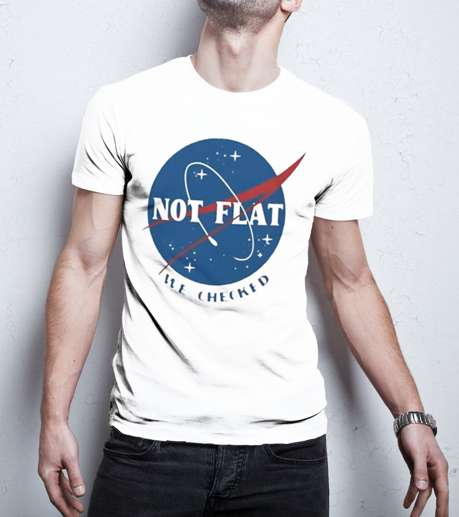 Not Flat We Checked Space Exploration Emblem T-Shirt