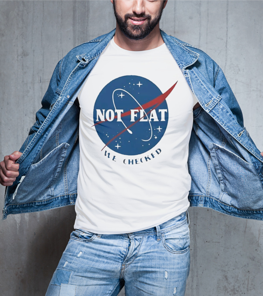 Not Flat We Checked Space Exploration Emblem T-Shirt