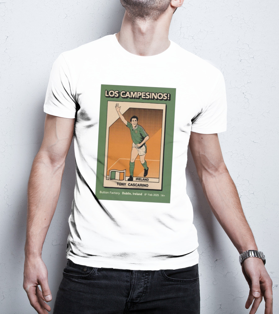 Los Campesinos Dublin Show Featuring Ireland Tony Cascarino Card At Button Factory February 8 2025 T-Shirt
