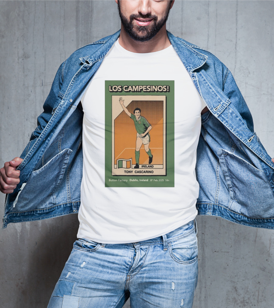Los Campesinos Dublin Show Featuring Ireland Tony Cascarino Card At Button Factory February 8 2025 T-Shirt