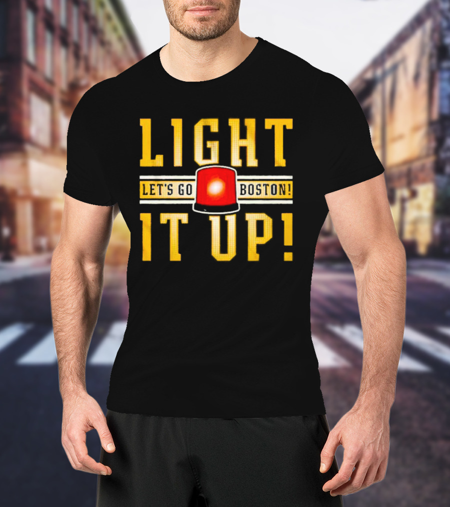 Light It Up Let's Go Boston Hockey Alarm Light T-Shirt