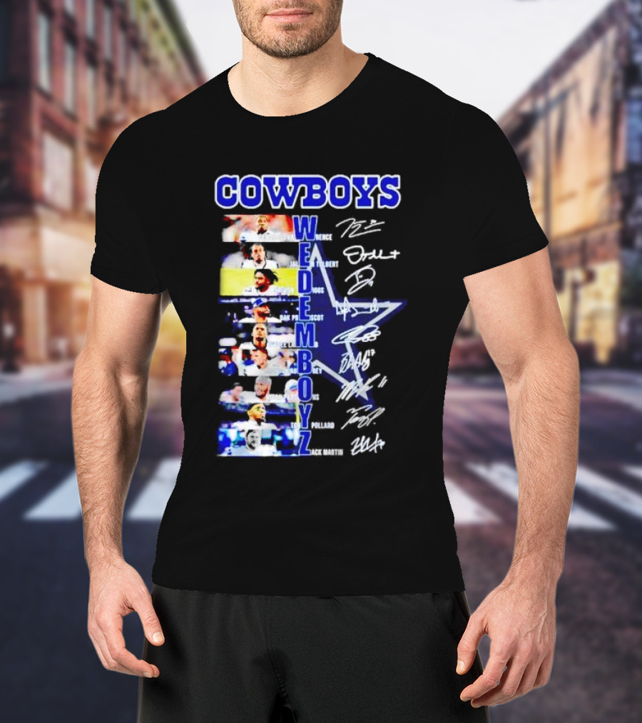 COWBOYS WE DEM BOYZ Dak Prescott DeMarcus Lawrence Trevon Diggs Brett Maher Tony Pollard CeeDee Lamb Zack Martin Dallas Players Signatures T-Shirt