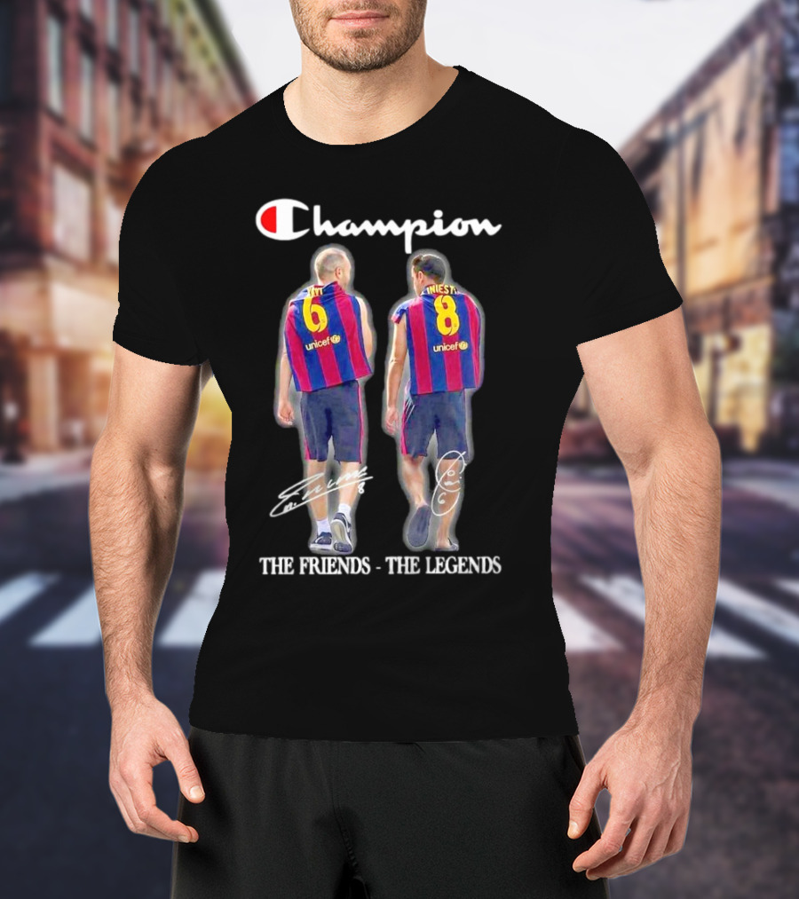 Champion Barcelona Xavi Iniesta The Friends The Legends Signatures T-Shirt