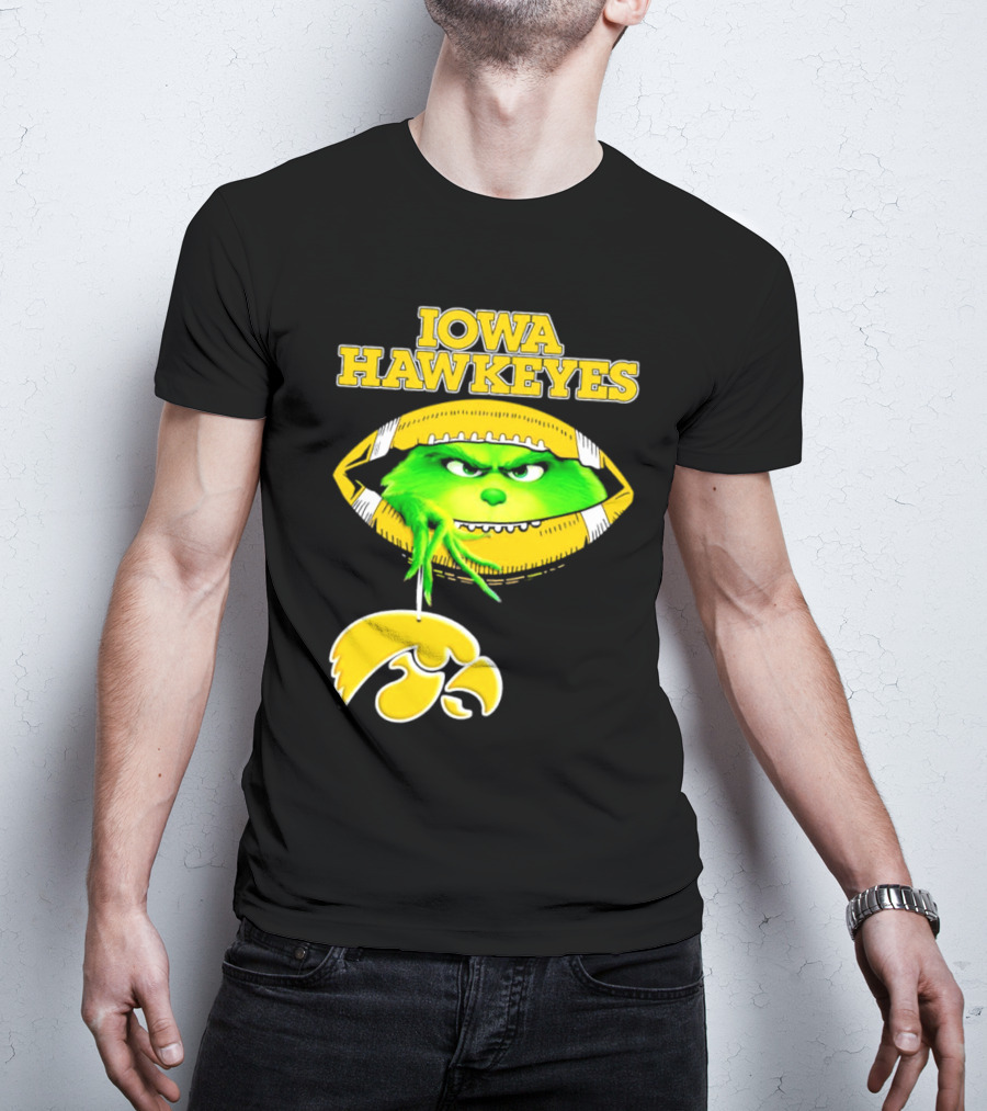 Iowa Hawkeyes Grinch Football Christmas T-Shirt