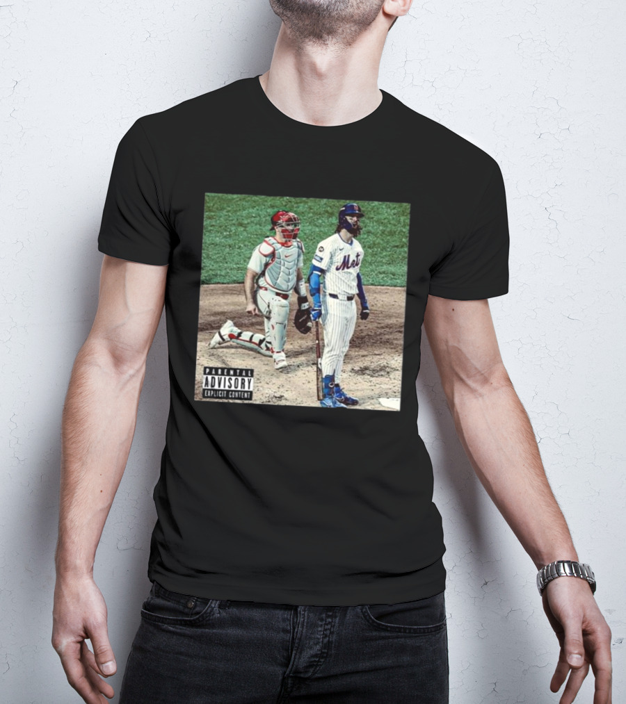 Mets Jesse Winker Parental Advisory Explicit Content Baseball Image T-Shirt