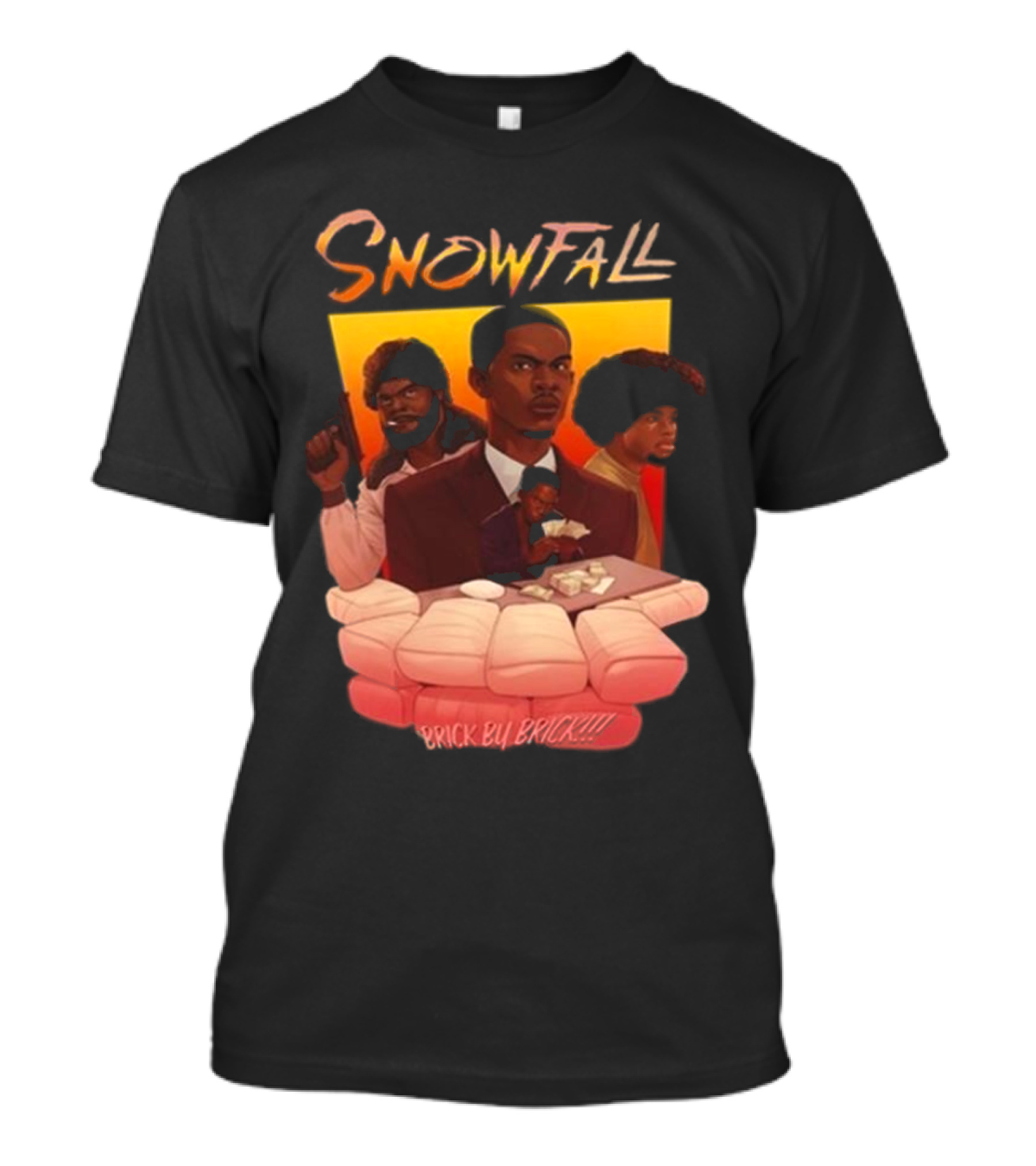 Snowfall Brick By Brick Retro Art Character Collage T-Shirt