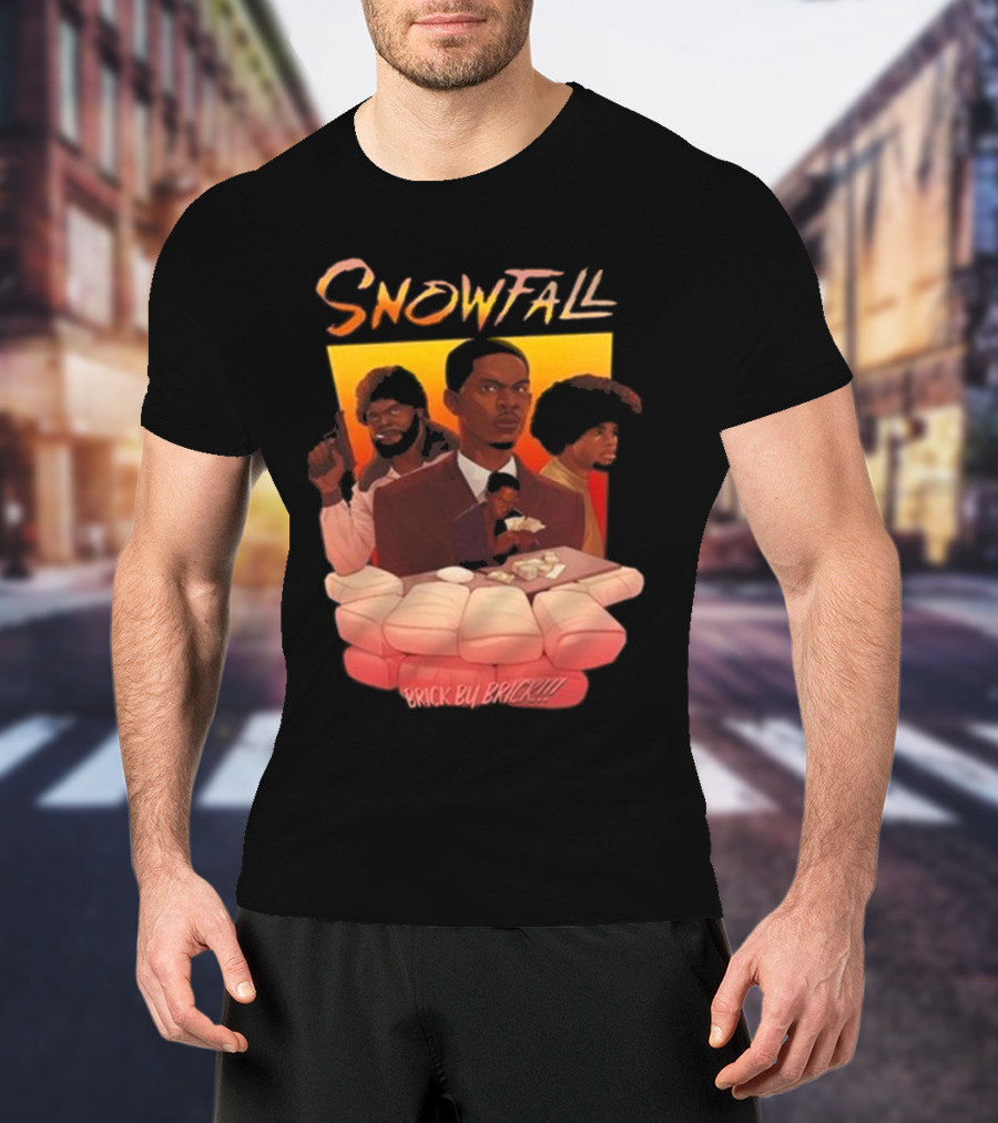 Snowfall Brick By Brick Retro Art Character Collage T-Shirt