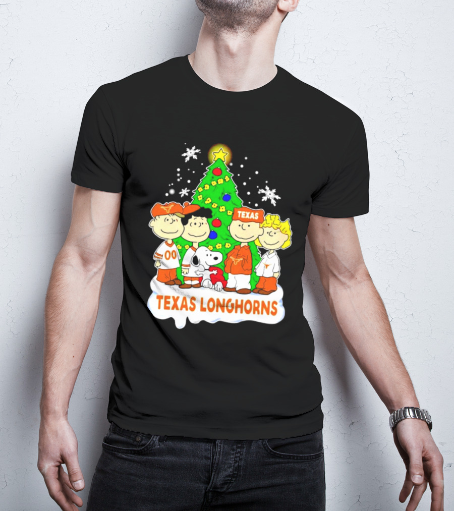 Texas Longhorns Peanuts Characters Christmas Tree T-Shirt