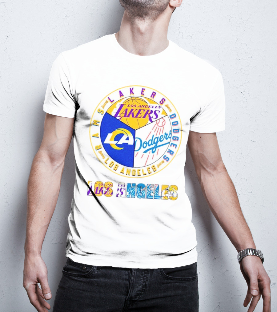 Los Angeles Rams Lakers Dodgers Circle Mashup T-Shirt