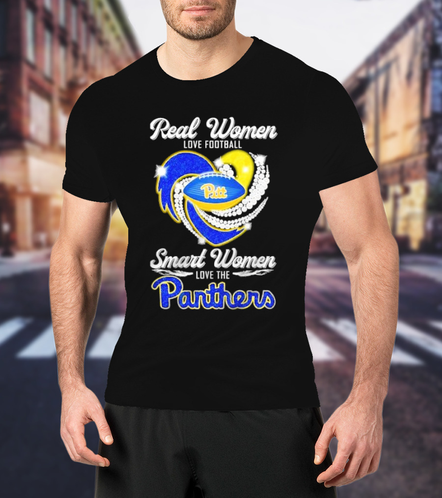 Real Women Love Football Smart Women Love Pitt Panthers T-Shirt