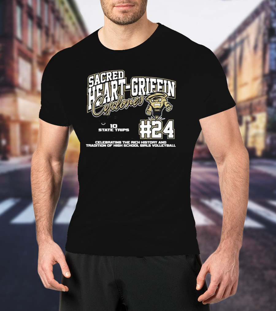 Sacred Heart-Griffin Cyclones #24 1287 Program Wins 10 State Trips 3 State Trophies Celebrating The Rich History And Tradition Of High School Girls Volleyball T-Shirt