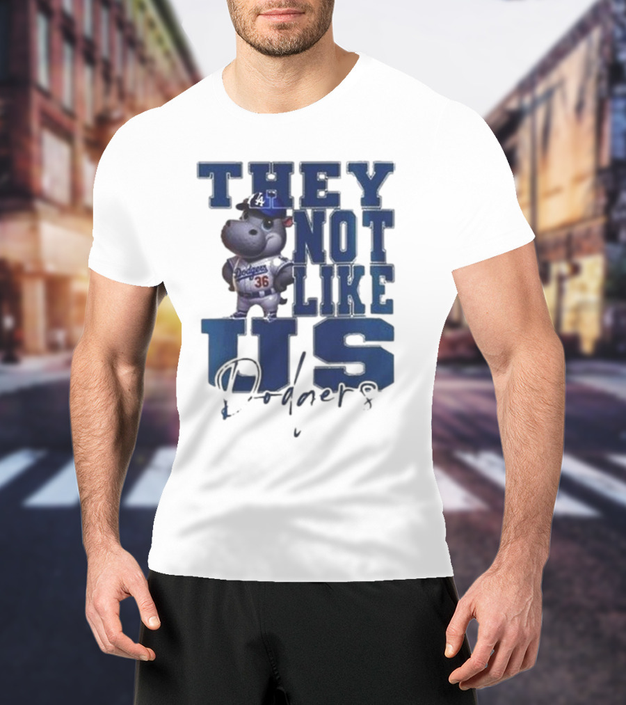 THEY NOT LIKE US Dodgers Moo Deng X Los Angeles Dodgers T-Shirt